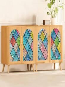 窗户隐私膜彩色玻璃窗贴 3D 彩虹膜适用于玻璃门装饰彩色格子贴纸静电贴遮阳窗帘适用于家庭，