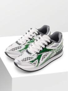 Women Fashion Sneakers Walking Comfortable Breathable Stylish Lightweight Retro Classisc Casual Lace Up Sportstyle Sneaker - Green - View 8