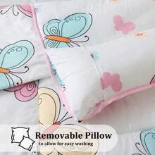 1pc Dinosaur Themed Toddler Nap Mat With Roll-Up Design, Detachable Pillow And Blanket, Machine Washable, Suitable For Daycare, Preschool, Travel And Camping - Pink - View 6