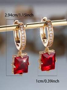 Boucles d'oreilles créoles luxueuses plaquées or avec zirconium cubique synthétique rouge, parfaites pour la Saint-Valentin, les fêtes et le port quotidien - coffret cadeau toutes saisons, boucles d'oreilles inédites