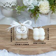 10/20 Sets Scented Bubble Candle Favors For Guests, Small Cube Candles With Acrylic Boxes Ribbon And Tags, Babyshower Gender Reveal Party Decorations, Wedding Bridal Shower Party Favors - 白色 - 查看 4