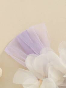 Baby Girls Mesh Lace Romper Dress Infant Summer Sleeveless 3D Flower Tulle Jumpsuits - 紫色 - 查看 4