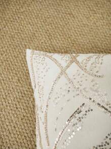 1pc Exquisite Bead Embroidery Cushion Pillowcase, Suitable For Multiple Room Types And Sizes, Machine Washable, Zipper Closure, No Pillow Core Gifts Birthday Graduation School Decor School Surprise Dormitory Decor Back To School Home Decor Room Decor School Supplies