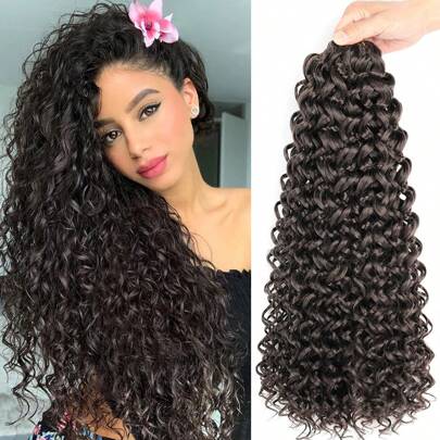 10/14/18/22 英寸卷曲钩针发 Go Go 卷曲钩针发 女士深波浪编织发，合成波西米亚钩针辫子水波钩针接发