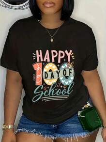 Happy 100th Day Of School 100 Days Of School Teacher Student T-Shirt Casual Short Sleeve Shirt