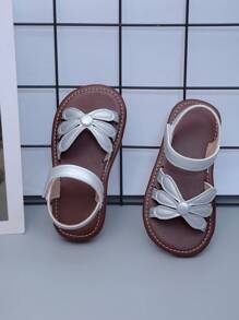 Fashionable Flat Open Toe Sandals - Comfortable, Soft, Super Fiber PU Hook And Loop, Suitable For Outdoor Activities - Silver - View 4