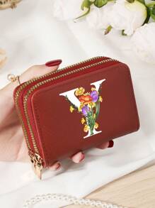 Burgundy Bag Charry Red Bag Wine Red Bag Large Capacity Multi Double Zipper Card Holder Wallet Business Card Holder Credit Card Holder Women For Women Wallet Mini Wallet Purse Wallet Card Wallet - Burgundy - View 81