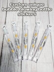 45pcs Wedding Bubble Tube Labels, Personalized Wedding Labels,Wedding Stickers Custom,Bubble Wand Label Clear, Bubbles Wedding Label,Bubble Party Custom Transparent Stickers