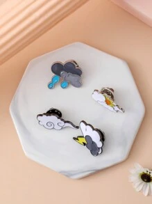 Fashionable Metal Brooch, Rain, Thunder, Weather Series Accessories, Alloy Drop Oil Brooch Pin Badge, Multi-Function Butterfly Clasp Decor, Suitable For Daily Clothes, Backpack Decoration, Wardrobe