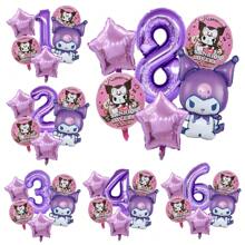 Sanrio 6PCS Sanrio Digital Balloon Kuromi Fashion Creative Digital Aluminum Film Balloon Family Banquet Ambience Dress Up Kuromi Anime Doll Background Decoration Kuromi Party Surprise Theme Wall Decoration Kuromi Holiday Anniversary Scene Setting Parts,Kuromi,Kuromi Birthday,Kurumi