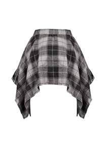 Plus Size Hip Hop Plaid Skirt 2025 - Women's Streetwear Tartan Skirt With Detachable Sleeves, Multi-Color Rap Style Skirt, High Waist A-Line Skirt With Belt (1X-5X) - Đen và trắng - Xem 6