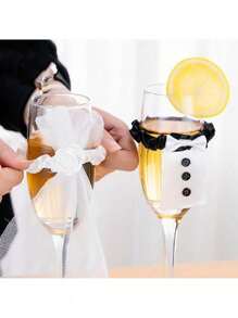 2 件/对 婚礼装饰 结婚新娘新郎酒杯香槟杯杯子派对新年饰品礼物 - 彩色 - 查看 5