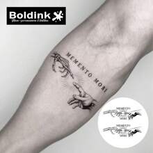 Boldink Non-Permanent Tattoo Technology, Warning Hand Design, New Tattoo Design, Tattoo Sticker Lasts 1-2 Weeks, Delicate And Detailed Tattoo Design, No Gloss, Excellent Choice For Temporary Tattoo - Black - View 2