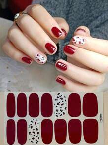 Leopard Print, Y2K Style Mix & Match Full Cover Nail Stickers, Easy To Apply With Dotted Lines Nails - Multicolor - View 8