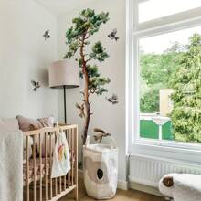 1 套水彩松树墙贴，林地自然树木森林墙贴适用于卧室、客厅、餐厅家居装饰 - 彩色 - 查看 9