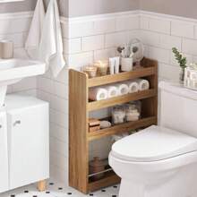 SoBuy NSR01-PF, Xe đẩy phục vụ 4 tầng, Kệ lưu trữ trượt ra có bánh xe, Giá lưu trữ di động - màu nâu - Xem 5