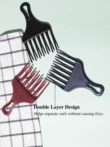 1pc Afro Pick Lift Hair Comb ,Afro Hair Pick Comb Wide Tooth Comb For Curls Hair Styling Tool Afro Pick For Women And Men Detangling Lifting Comb,Detangle Wig Braid Hair Man Styling Comb - Multicolor - View 3