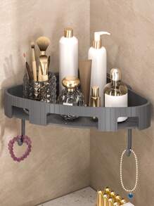 1/2 Punch-Free Bathroom Corner Shelf For Washbasin, Toilet, Kitchen Storage Organizer, Corner Shower Shelves, Bathroom Storage Rack, Punch-Free Shower Shelf For Inside Shower, Shampoo Shower Gel Holder For Shower Wall, Bathroom Caddy Organizer, Shower Caddy Basket, Bathroom Accessories Home Bathroom Decor Fall Decor Back To School - Black - View 12