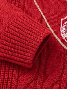 Balabala Suéter tejido para niño preadolescente, jersey de primavera con capas - rojo chino - Ver 10