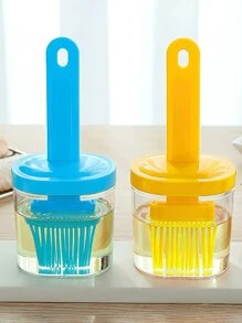 1pc Random Color Portable Barbecue Oil Brush With Storage Box, High Heat Resistant Silicone Bottle Brush Suitable For Camping BBQ, Salad, Baking, Cooking, Frying, Baking, Party And More - Multicolor - View 4