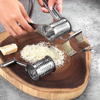 1PC Hand-Cranked Cheese Grater Stainless Steel Multi-Functional Vegetable Chocolate Carrot Rotary Ginger Slicer,Convenient Fast Efficient High Quality,Kitchen Tools