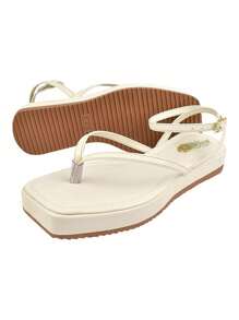 Women's Platform Sandals With Straps, Comfortable And Stylish Flip Flops - White - View 2