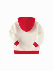 Balabala Toddler Boys Traditional Style Hooded Sports Sweatshirt, For Spring/Autumn - Red and White - View 2