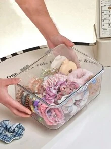 1pc Hair Accessory Storage Box, Little Girl Headband And Rubber Band Accessory Box, Hair Clip, Hairpin, Headwear, Large Capacity Jewelry Box, Flip Top Desktop Storage Box, Multifunctional Storage Box For Miscellaneous Items, Stationery, Cosmetics
