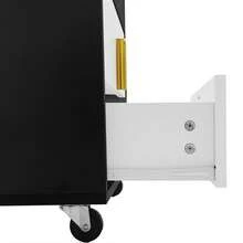 Bedside Table, With USB Charging Interface, Including Lifting Table, Movable Pulley Design, Bedroom Bedside Table, Cabinet In The Living Room, With Two Drawers, Black + White