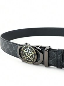 1 件男士复古休闲皮带，经典图案皮带，适合中年男士，日常装扮和派对 - 彩色 - 查看 7