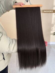 28英寸酒红色直长款合成假发马尾接发，适合女性 - Dark Brown - 查看 6