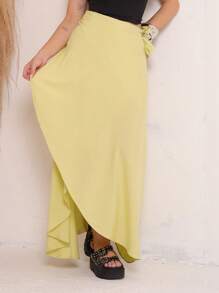 Women's Wrap Skirt With Viscose Lining - Hijau - View 1