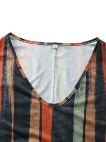 Plus Size Women's Tie-Dye Print V-Neck Short Sleeve Casual T-Shirt, Summer - 彩色 - 查看 4