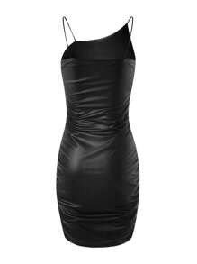 Summer Women Strap Dress, Casual Solid Color Sleeveless Backless Slim Fit Clubwear Dress - 黑色 - 查看 5