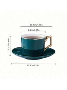 1 Juego de 6 tazas + 6 platillos + 6 cucharas (con soporte negro), 1 Juego de 1 taza + 1 platillo + 1 cuchara, taza de café de cerámica, platillo, plato elegante de café y postre, juego tradicional de té de la tarde, taza creativa y simple de té de la tarde, juego de tazas de café, serie graciosa de unicolor, taza de espresso con asa, taza, taza de leche, esencial ahorra espacio, imprescindible para amantes del café, adecuado para el hogar, la oficina, la escuela, reuniones, regalo - Apto para lavavajillas