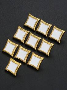 10pcs/Pack Metallic Texture Square Shiny Button, For Coat, Windbreaker, Shirt, Sweater, Suit, Cardigan, Jacket, Delicate Sewing DIY Accessory