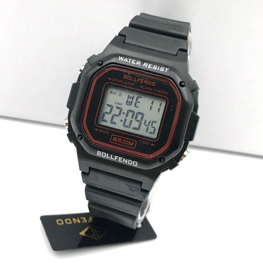 Men's Digital Aqua Waterproof Classic Military Watch - Red - View 1