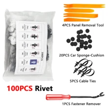 100/101/130 قطعة مشابك بلاستيكية عالمية للسيارة مختلطة الأشكال، مع أداة فك وتركيب ،مناسبة لحماية واجهة السيارة والديكور الداخلي والتركيبات