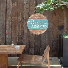 Attractive "Welcome To Our Home" Round Wooden Signage - Perfect For Front Doors, Porches, Living Rooms, Bedrooms, Gardens And Courtyards | Interior/Outdoor Wall Art