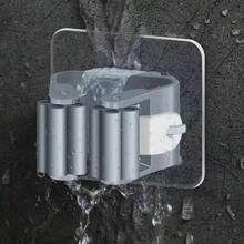 1/3/5pcs Waterproof Damage-Free No-Drill Strong Adhesive Mop Clamps, Bathroom And Kitchen Mop/Broom Hanger Hooks, Sticky Wall Hooks, Broom Holder And Mop Clip, Cleaning Tool Storage Clip Rack
