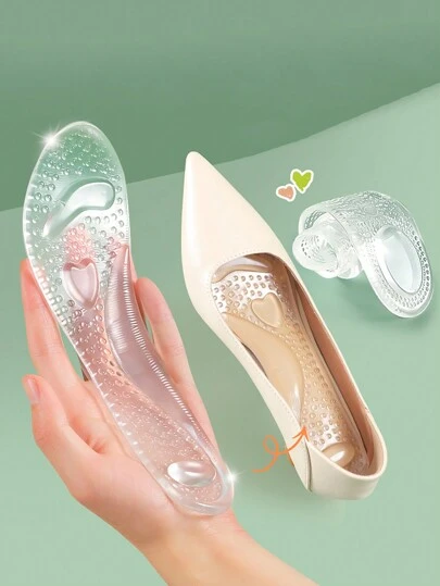 1 Pair Women Silicone High Heel Shoe Pads, Self-Adhesive, Breathable, Sweat Absorbent, Non-Slip Half Size Insoles Shoe Accessories