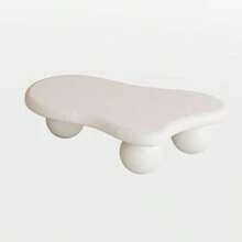 40 Inch Cloud Shaped Coffee Table With 3 Ball Legs For Living Room, Cream White /Black - Cream White - View 10