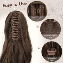 FESHFEN Ponytail Extensions, Long Claw Clip In Ponytail Hairpiece Synthetic Pony Tails Hair Piece Natural Wavy Hairpieces For Women, 20 Inch - Chestnut Brown - 查看 3