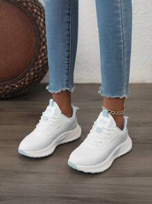 Women's Athletic Sneakers, Fashionable Platform Chunky Sneakers 2025 New Model, Lightweight Casual Breathable Mesh Lace Up Walking Running Fitness Jumping Rope Shoes For Ladies - Blue - View 6