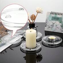 5PCS Clear Glass Candle Tray Glass Pillar Candle Holder Tray, Clear Glass Candle Coaster Holder Pillar Candle Small Round Candle Tray Modern Candle Center Decoration For Table Wedding - Multicolor - View 6