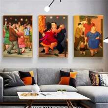 1pc Vintage Fernando Botero Art Dik Persoon Canvas Schilderij Paar Dansende Prints Muurschildering Grappige Figuren Muurkunst Poster Voor Woonkamer Decor Geen Lijst