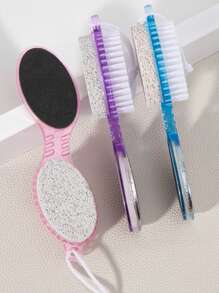 1/2pcs, (4 In 1) Pedicure Paddle Kit Tool With Pumice Stone For Feet, Foot Hand Toe Nail Cleaning Brush, Metal File And Emery Board, Manicure Foot Rasp Callus Remover Pedi Set - Multicolor - View 6