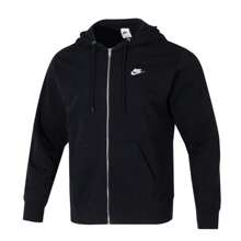 Nike CLUB FT FZ HOODIE Casual Wear Men's Sports Jacket Hooded Sweatshirt Running Top FN3885-010 - Black/Black/White - View 3
