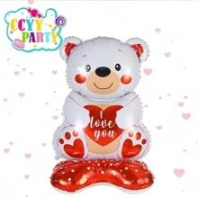 1 pieza Set de globo de peluche del Día de San Valentín con globo de aluminio con forma de corazón de 58 pulgadas"con cierre automático, diseño "Te Amo" - Perfecto para propuestas románticas, bodas y aniversarios, decoraciones del Día de San Valentín, globos de boda, decoración de boda, decoración del hogar, decoración de la habitación, recuerdos de fiesta para la novia