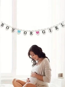 1 件婴儿性别揭秘派对装饰，“粉色或蓝色”悬挂横幅，“男孩或女孩我们爱你”怀孕公告 - 彩色 - 查看 4